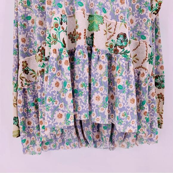 Free People Floral Blouse Raw Hem Womens Size S - Picture 3 of 7